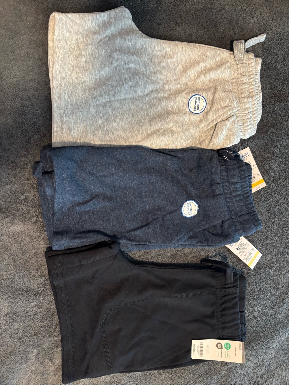 Carter's and Kids 360 3-Pack Pull-On Shorts — Gray, Navy & Black